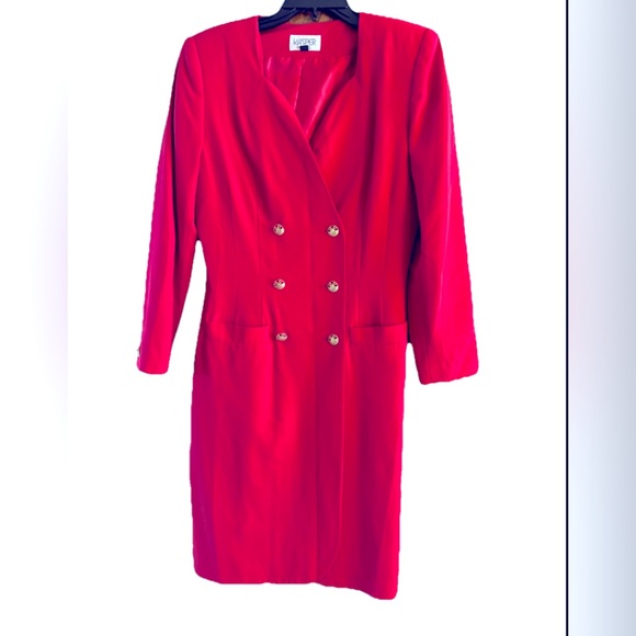 Kasper Dresses & Skirts - Kasper red vintage 80s lined coat dress size 8